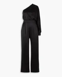 Rivet Utility Flirt one-sleeve silk-blend satin jumpsuit - Black Black