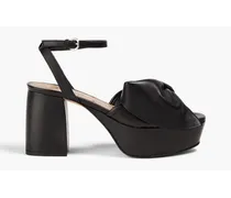 Bow-embellished leather platform sandals - Black