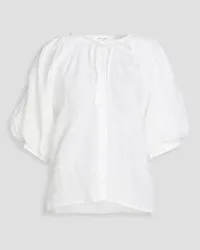 Frame Denim Gathered broderie anglaise ramie shirt - White White