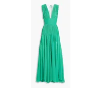 Mimi pintucked georgette gown - Green
