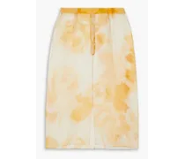 Kobe floral-print silk-organza midi skirt - Yellow
