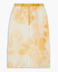 EMILIA WICKSTEAD Kobe floral-print silk-organza midi skirt - Yellow Yellow