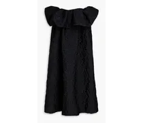 Dota strapless ruffled cloqué midi dress - Black