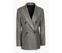 Double-breasted metallic flannel blazer - Gray