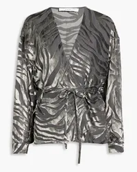 IRO Nurat devoré-velvet wrap blouse - Gray Gray