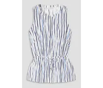 Glo striped cotton-blend poplin blouse - Blue