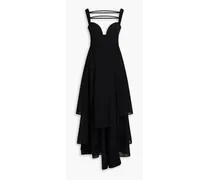 Layered wool-blend midi dress - Black