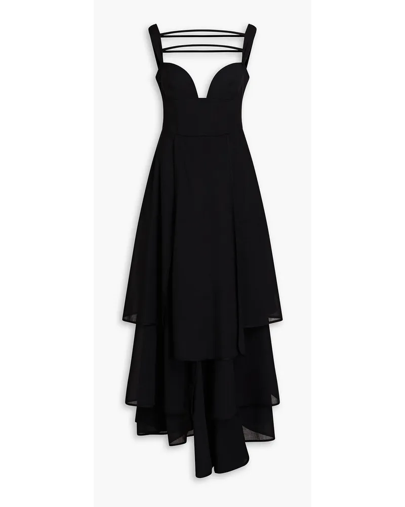 A.W.A.K.E. Layered wool-blend midi dress - Black Black