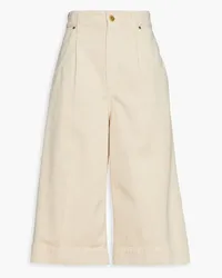 Brunello Cucinelli Pleated bead-embellished denim shorts - White White