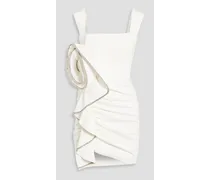 Santiago embellished ruffled crepe mini dress - White