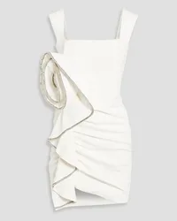 Rachel Gilbert Santiago embellished ruffled crepe mini dress - White White