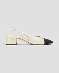 Sam Edelman Crystal-embellished satin slingback pumps - White White