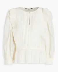 Joie Mautes ruffle-trimmed pintucked metallic cotton-blend blouse - White White