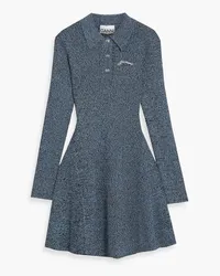 Ganni Marled ribbed-knit mini shirt dress - Blue Blue