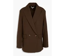Double-breasted wool-blend blazer - Brown