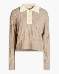 Sandro Cable-knit wool-blend polo sweater - Neutral Neutral