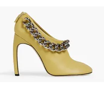 Carmen chain-embellished leather pumps - Yellow