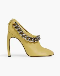 Victoria Beckham Carmen chain-embellished leather pumps - Yellow Yellow