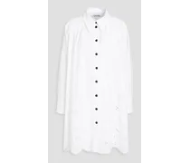 Gathered organic cotton broderie anglaise mini shirt dress - White
