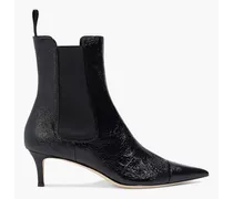 Raquel 50 crinkled patent-leather ankle boots - Black