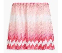 Wrap-effect crochet-knit mini skirt - Pink