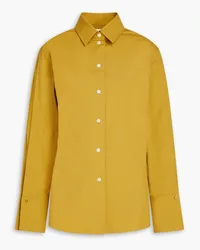 Victoria Beckham Pleated stretch-cotton poplin shirt - Yellow Yellow