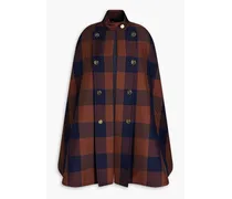 Halcyon checked wool-blend cape - Blue