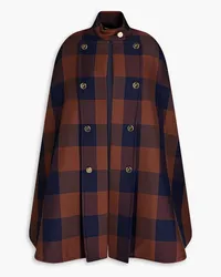 Temperley London Halcyon checked wool-blend cape - Blue Blue