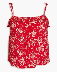 ba&sh Floral-print crepe de chine top - Red Red