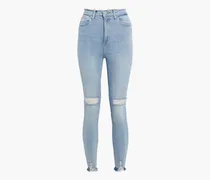 Chrissy cropped distressed high-rise skinny jeans - Blue
