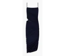 Halston Averie cutout ruched jersey midi dress - Blue Blue