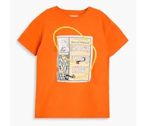 Printed cotton-jersey T-shirt - Orange