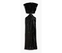 Alexis cutout sequined tulle midi dress - Black