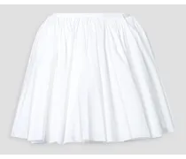Jorja layered pleated cotton-poplin mini wrap skirt - White
