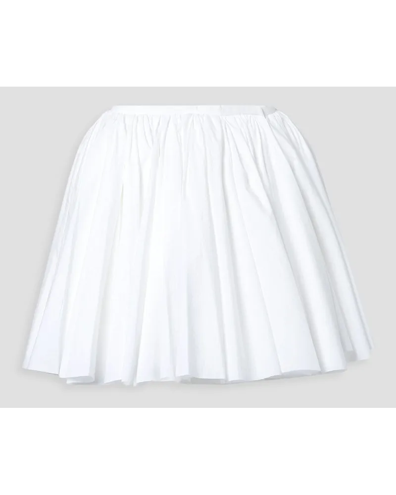 KHAITE Jorja layered pleated cotton-poplin mini wrap skirt - White White