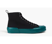 Two-tone canvas high-top sneakers - Black