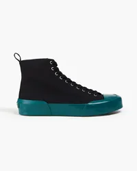 Jil Sander Two-tone canvas high-top sneakers - Black Black