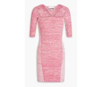 Cutout marled ribbed-knit mini dress - Pink
