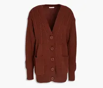 Mélange cable-knit cardigan - Red