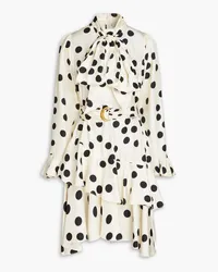 Zimmermann Pussy-bow polka-dot silk-twill mini dress - White White