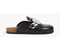 Embellished leather slippers - Black
