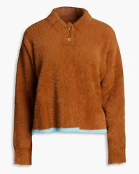 Jacquemus Neve brushed stretch-knit polo sweater - Brown Brown