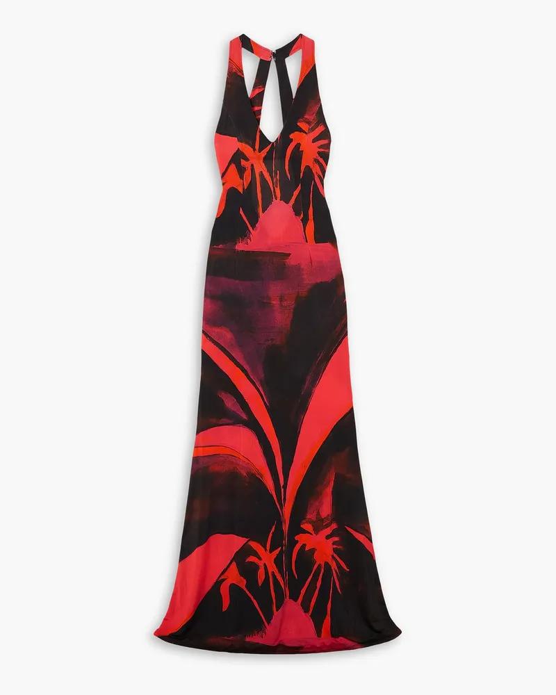 Louisa Ballou High Sea open-back printed stretch-jersey maxi dress - Red Red