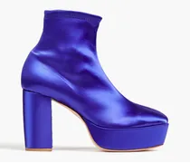 Stretch-satin platform ankle boots - Blue
