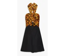 Cutout leopard-print satin-twill mini dress - Animal print