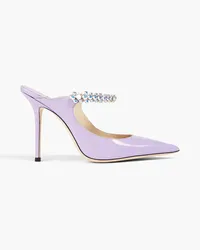 Jimmy Choo Bing 100 crystal-embellished patent-leather mules - Purple Purple