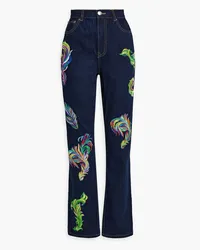 Area Embroidered cutout high-rise straight-leg jeans - Blue Blue