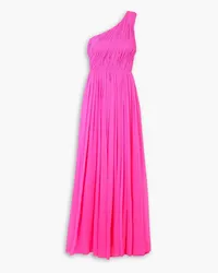 Adam Lippes One-shoulder plissé silk-chiffon gown - Pink Pink