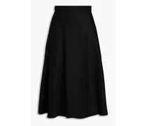Wool-flannel midi skirt - Black
