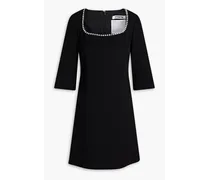 Crystal-embellished crepe mini dress - Black